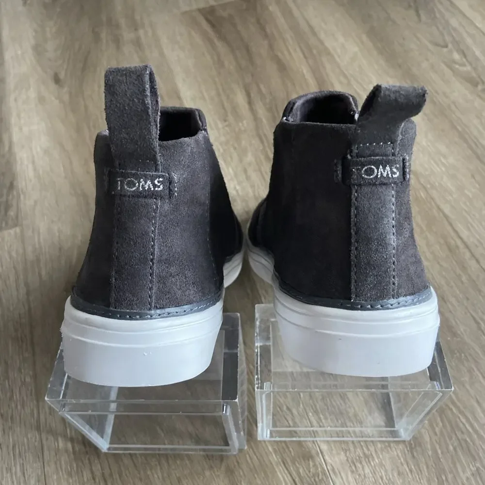 TOMS Bryce High Top Sneaker Women Sz 7.5 Gray Suede Elastic Gore Pull On
